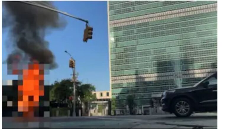 Man dies after setting himself ablaze outside the UN headquarters