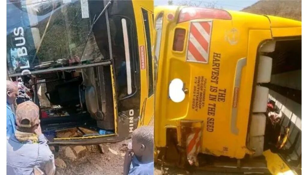 At least 13 people were injured after two school buses carrying 101 pupils were involved in a road traffic accident in the Riting, West Pokot County