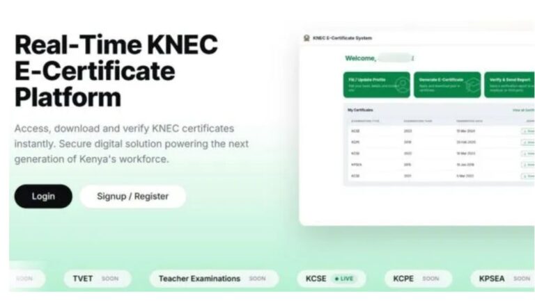Kenya National Examination Council (KNEC) has announced that 2025 Kenya Certificate of Secondary Education (KCSE) e-certificates are now available