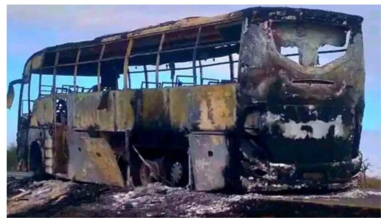 A Tahmeed bus travelling from Nairobi to Mombasa was completely destroyed by fire at Kiunduani, Kibwezi, in Makueni County