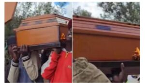 Drama ensued in Shamata, Nyandarua County, after residents stormed a police station carrying a casket, protesting over the killing of one of their own
